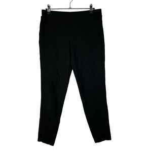 Pink Rose Black Ponte Moto Pull On Skinny Leggings M